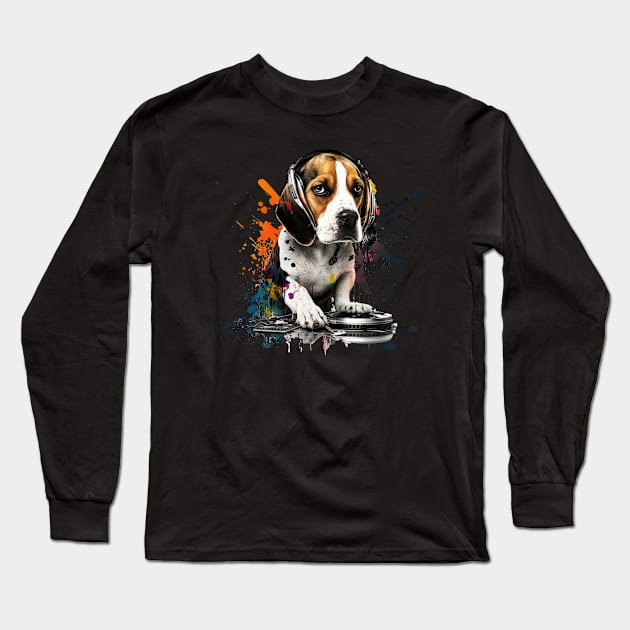 Beagle DJ Long Sleeve T-Shirt by JayD World